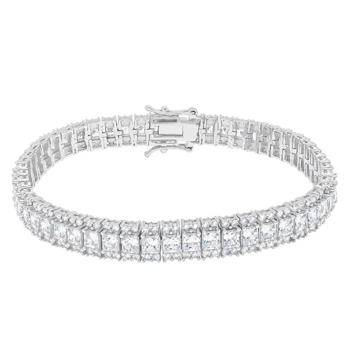 Gianni Argento Silver Plated Diamond Baguette Tennis Bracelet
