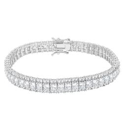 Gianni Argento Silver Plated Diamond Baguette Line Bracelet