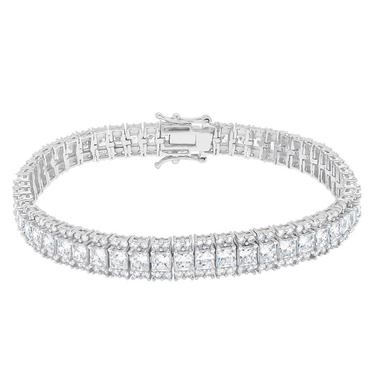 Gianni Argento Silver Plated Diamond Baguette Line Bracelet
