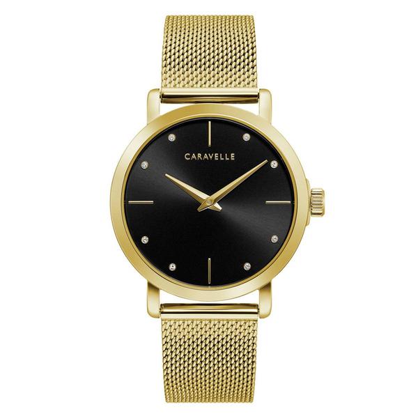 Womens Caravelle Crystal Accent Gold Tone Watch - 44L226 - image 
