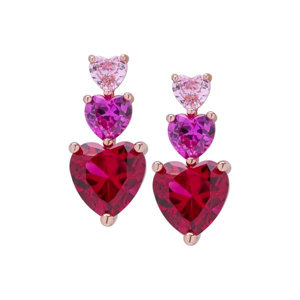 Gianni Argento Lab Grown Ruby Ombre Graduated Heart Drop Earrings - image 