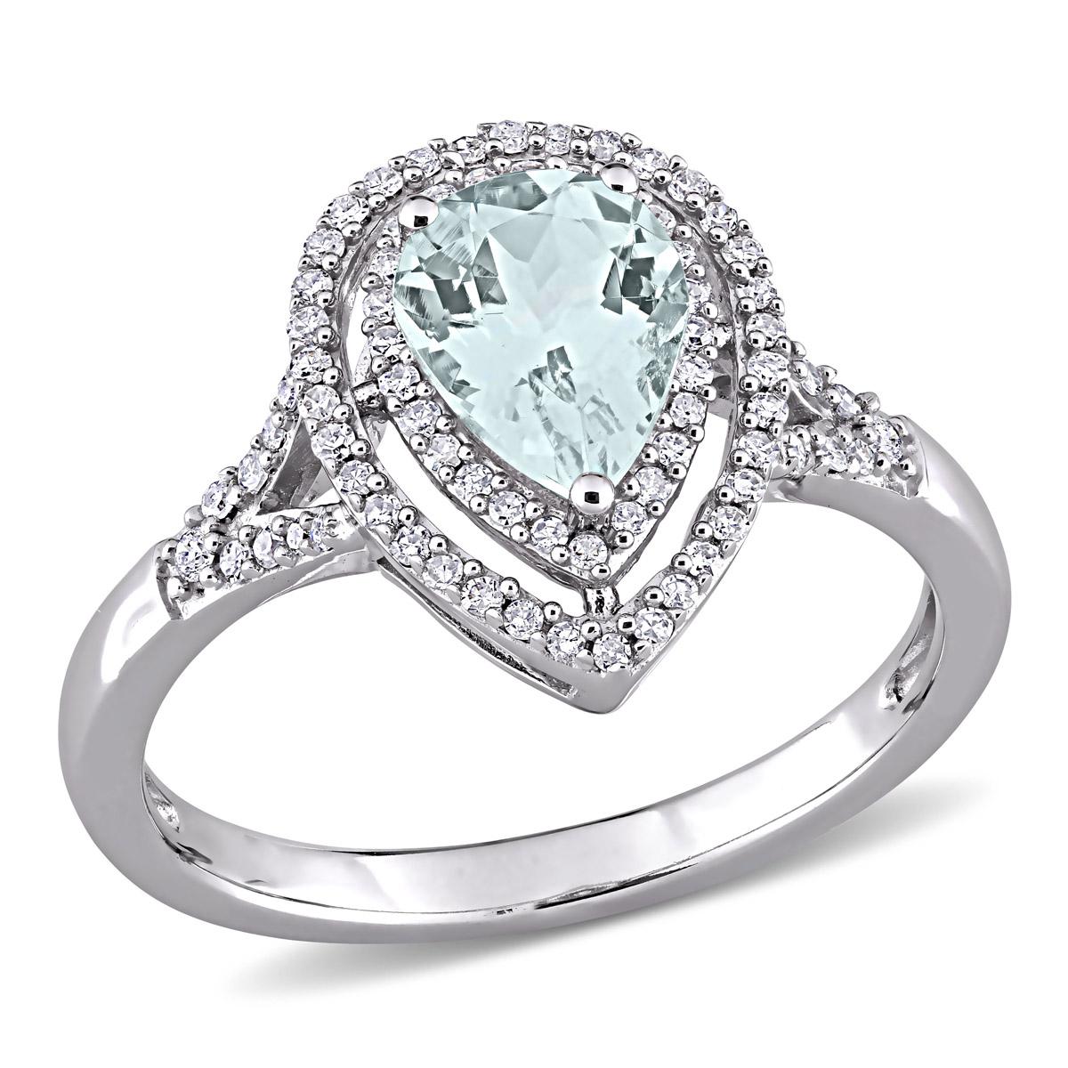 Gemstone Classics™ 14kt. White Gold Pear Shape Aquamarine...
