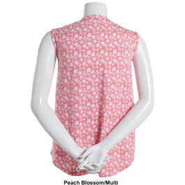 Plus Size Hasting & Smith Floral Pattern Split Neck Henley Top