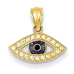 Gold Classics(tm) 14kt. & Rhodium Enameled Eye Pendant