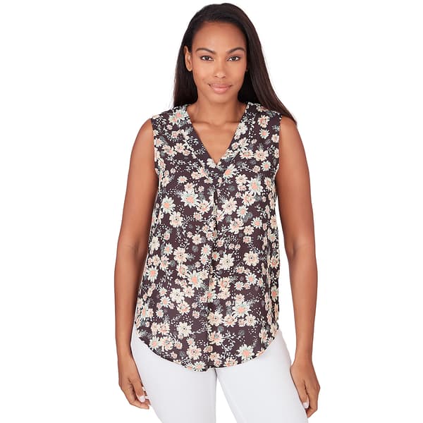 Womens Emaline Patras Sleeveless Wildflower V-Neck Blouse - Boscov's