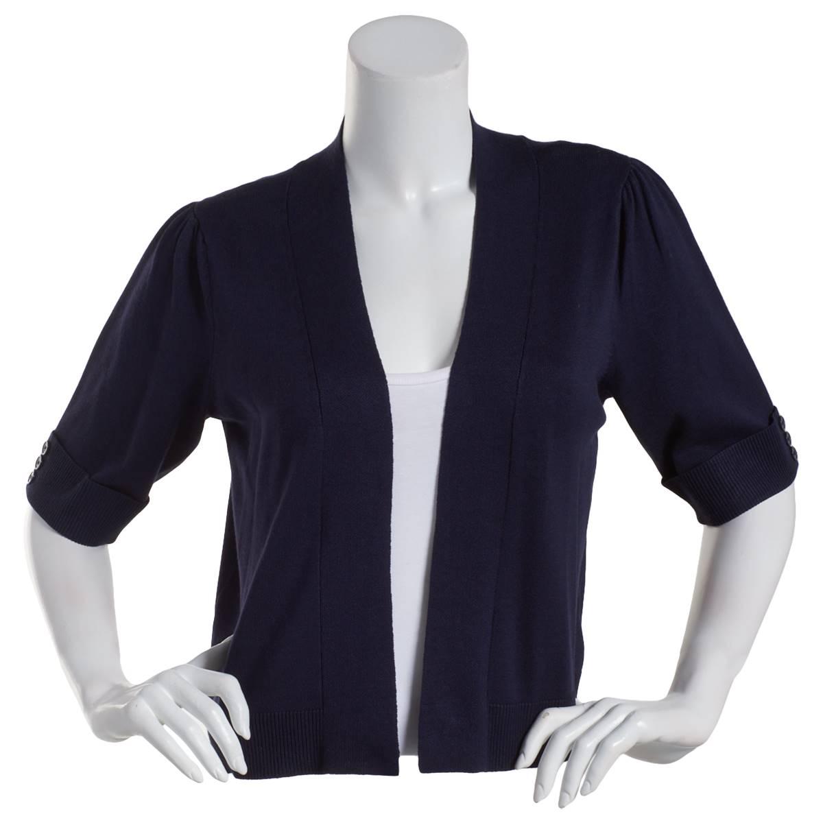 Womens 89th & Madison Elbow Sleeve Roll Tab Cuffed Cardigan