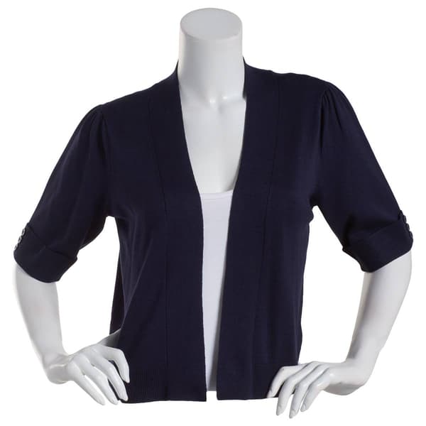 Womens 89th &amp; Madison Elbow Sleeve Roll Tab Cuffed Shrug - image 
