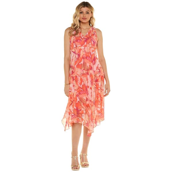 Womens Rabbit Rabbit Rabbit Abstract Asymmetric Hem Midi Dress