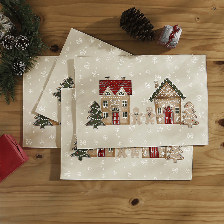 Avanti Linens Gingerbread Village Placemats - Set of 4