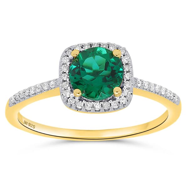 Gemstone  Classics&#40;tm&#41; Created Emerald Lab Grown Diamond Ring - image 