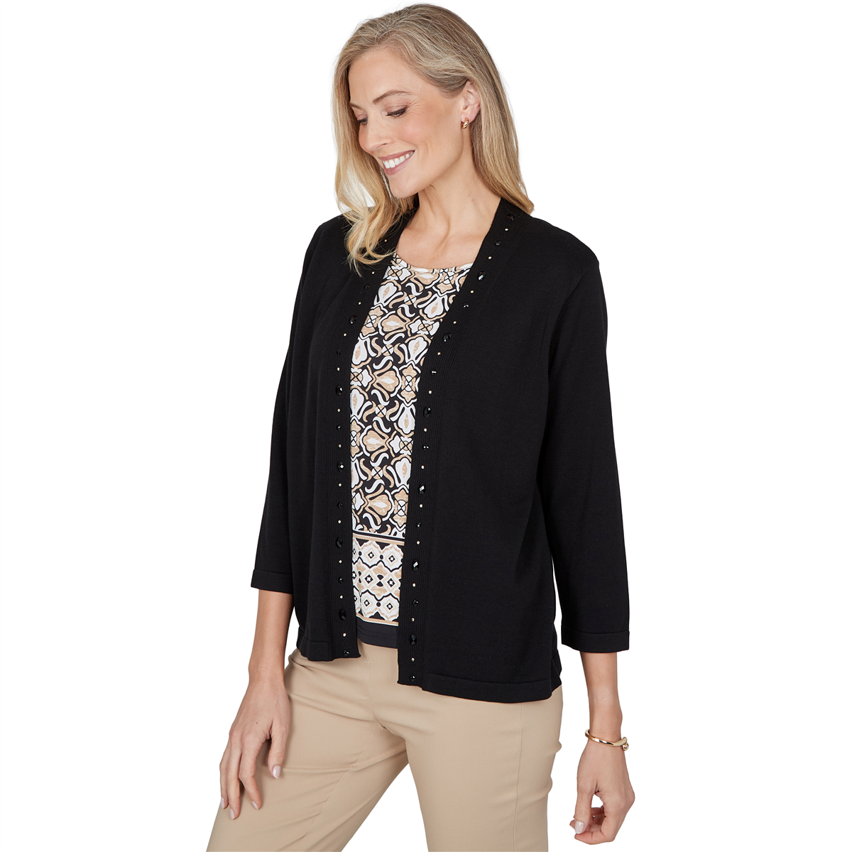 Womens Alfred Dunner Cityscape Medallion Two in One Sweater