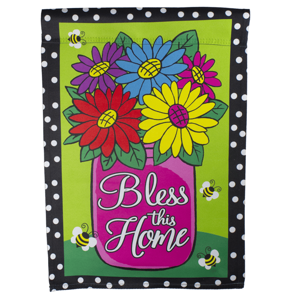 Northlight Bless this Home Bouquet with Vase Outdoor Garden Flag