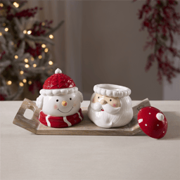 Melrose Snowman & Santa Ceramic Canister Set