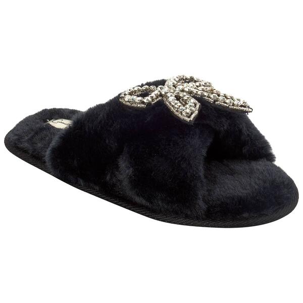Womens Jessica Simpson Beaded Bow Cross Slide Slippers - image 