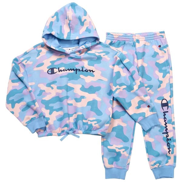 Girls (7-16) Champion(R) Logo Camo Hoodie & Jogger Set - image 