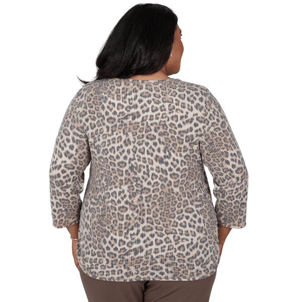 Plus Size Alfred Dunner Luxe Be A Lady Ribbed Leopard Blouse