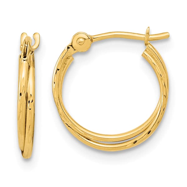 Gold Classics(tm) 14kt. Gold Diamond Double Hoop Earrings - image 