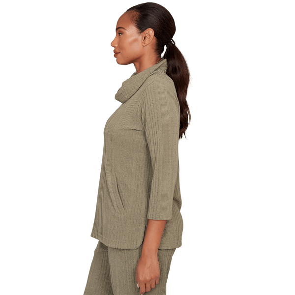 Womens Hearts of Palm Neutral Ground Texture Cowl Neck Sweater