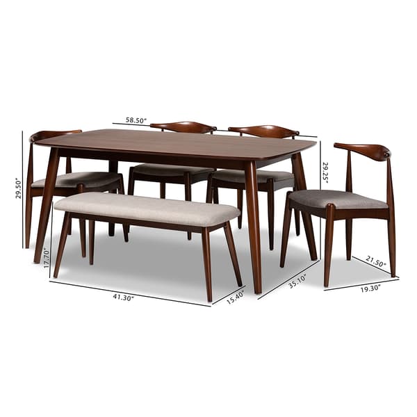 Baxton Studio Amato Mid- Century 6 Piece Dining Set