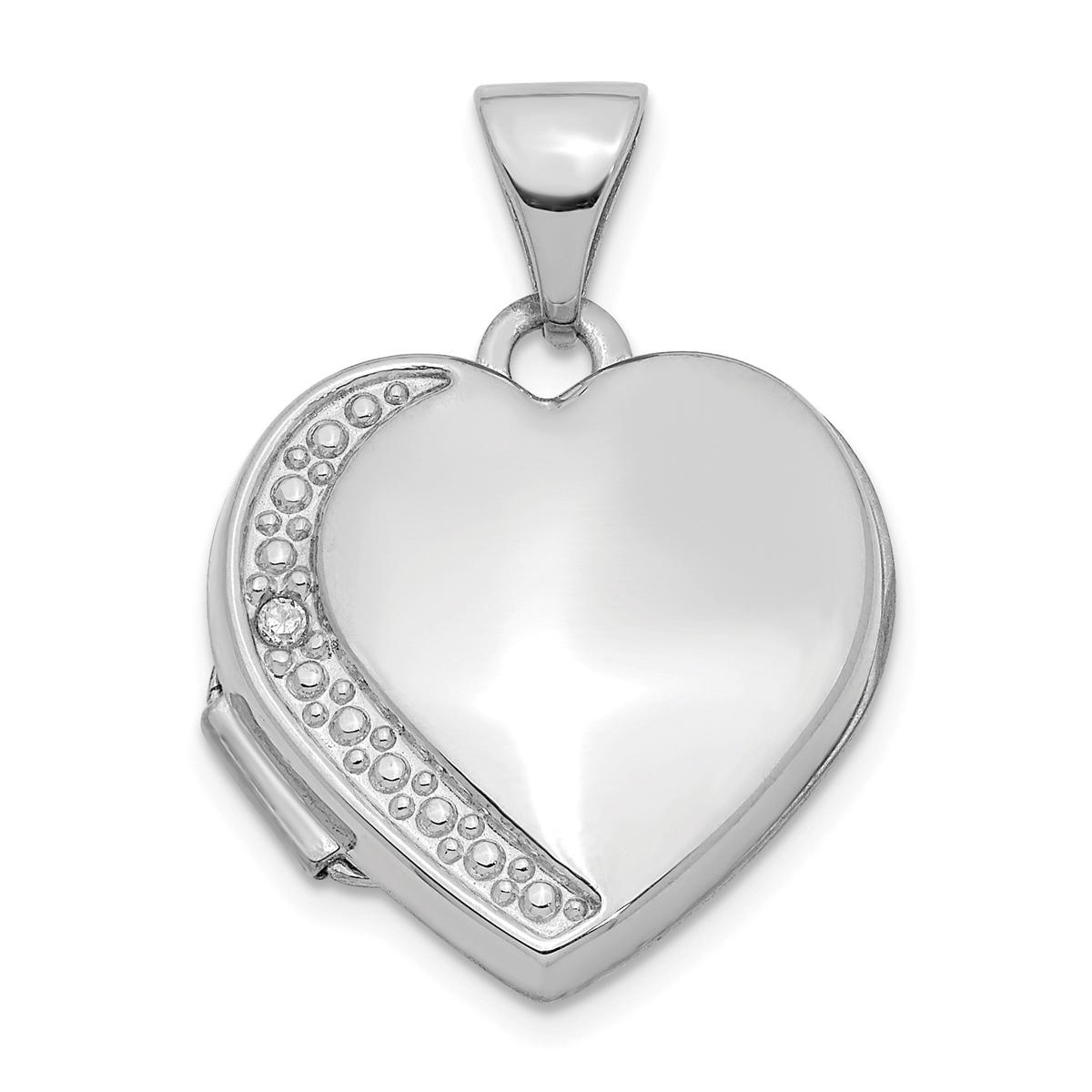 Gold Classics™ 14kt. White Gold Diamond 16mm Heart Locket...