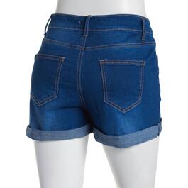 Juniors California Vintage Destructed Roll Cuff Shorts-Med Blue
