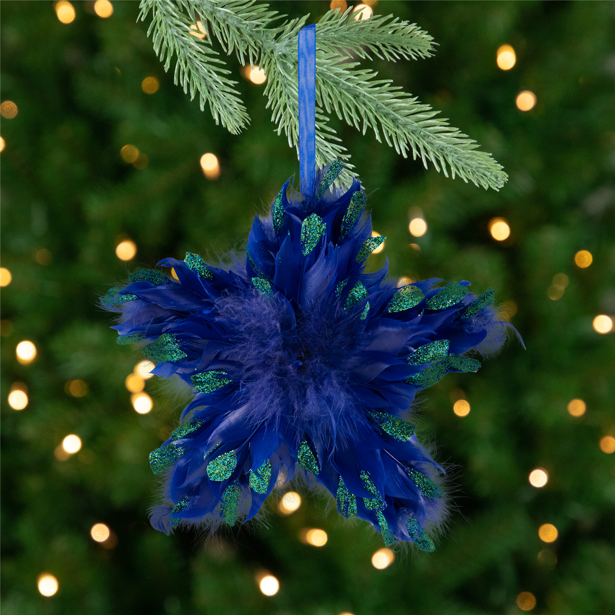 Northlight Plush Peacock Feather Star Shaped Christmas Ornament