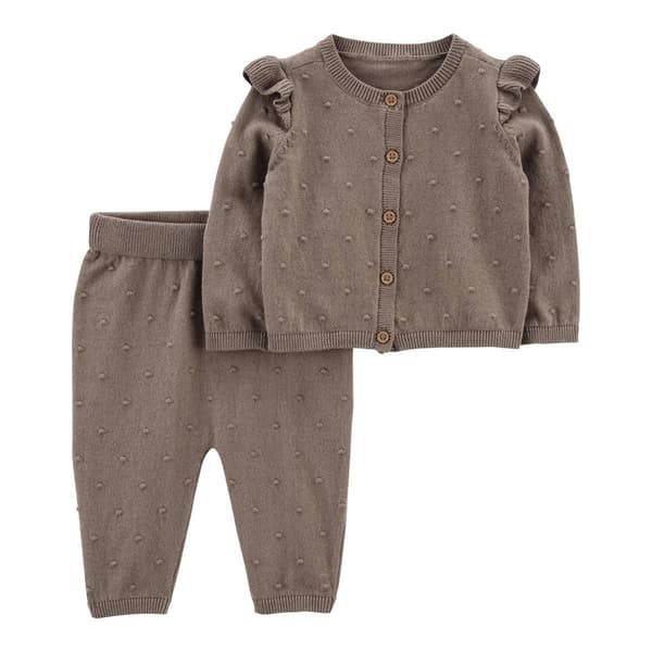 Baby Girl &#40;NB-12M&#41; Carters&#40;R&#41; Button & Ruffle Cardigan & Pants Set - image 