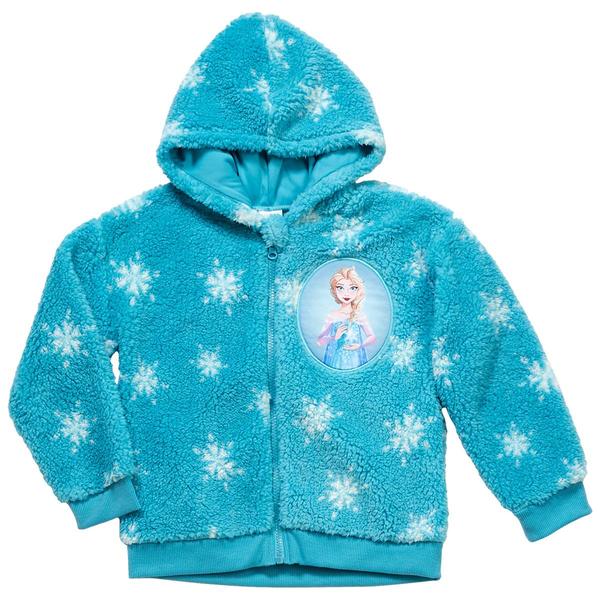 Girls (4-6x) Disney Frozen Snowflake Sherpa Zip Up Hooded Jacket