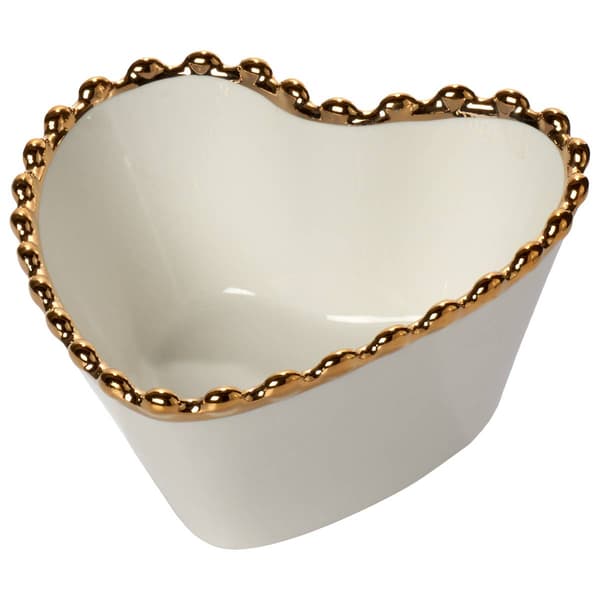 Bombay Beaded Gold Heart Bowl - image 