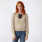 Juniors A. Byer Long Sleeve Cable Knit Bow Sweater - image 1