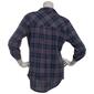 Womens Emily Daniels 3/4 Sleeve Lavender Plaid Henley Blouse - image 2
