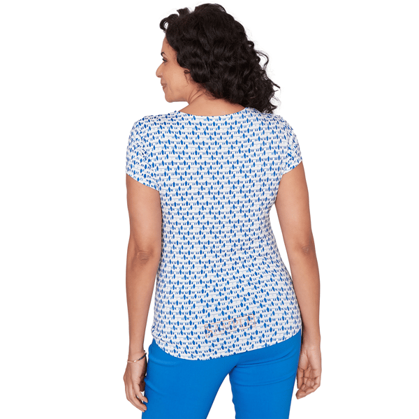 Womens Emaline Key Items Short Sleeve V Neck Stripe Dot Tee