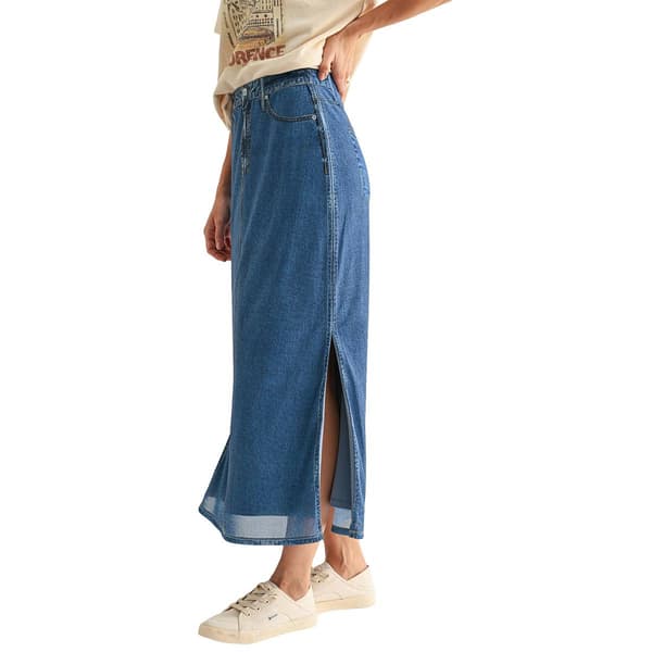 Womens CITY BLUES Denim Mesh Midi Skirt