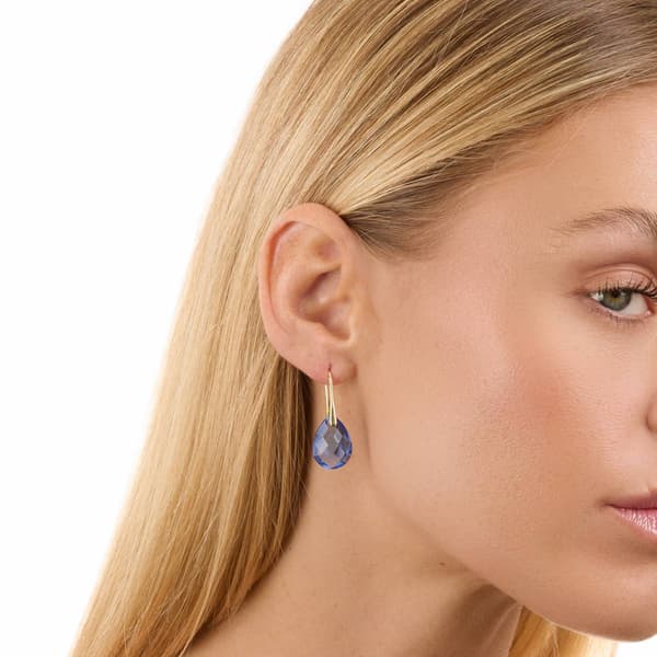 Athra 14kt. Gold over Brass Blue Pear Drop Earrings