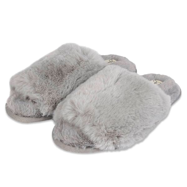 Womens Jessica Simpson High Plush Bunny Fur Slippers