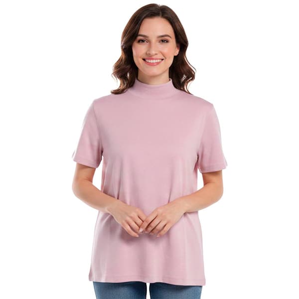 Petite Hasting & Smith Short Sleeve Mock Neck Tee - image 