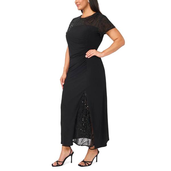 Plus Size MSK Short Sleeve Sequin Gown