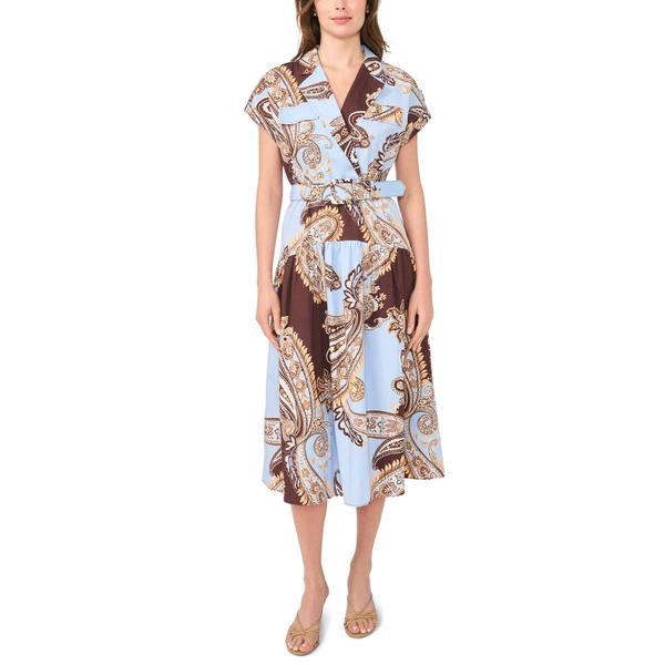 Womens Cece Sleeveless Print Poplin Midi Shirtdress - image 