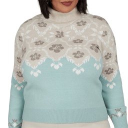 Plus Size Ruby Rd. Mythical Floral Fair Isle Turtleneck Sweater