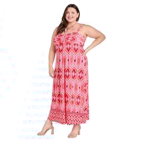 Plus Size R&M Richards Coral & Pink Maxi Dress