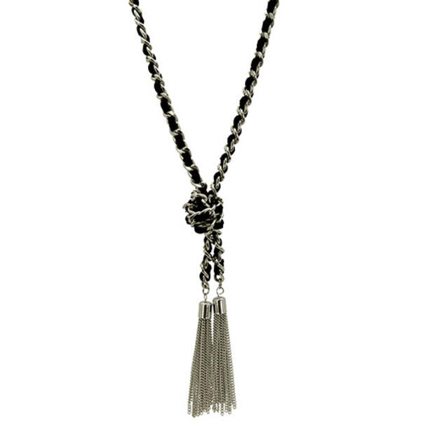 Guess Suede Braided Tassel 30in. Y-Necklace - image 