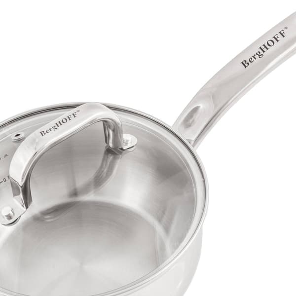 BergHOFF Belly Shape Stainless Steel 6.25in Saucepan w/ Glass Lid