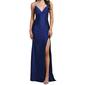 Juniors Crystal Doll Indigo Satin Rhinestone Strap Sheath Dress - image 3