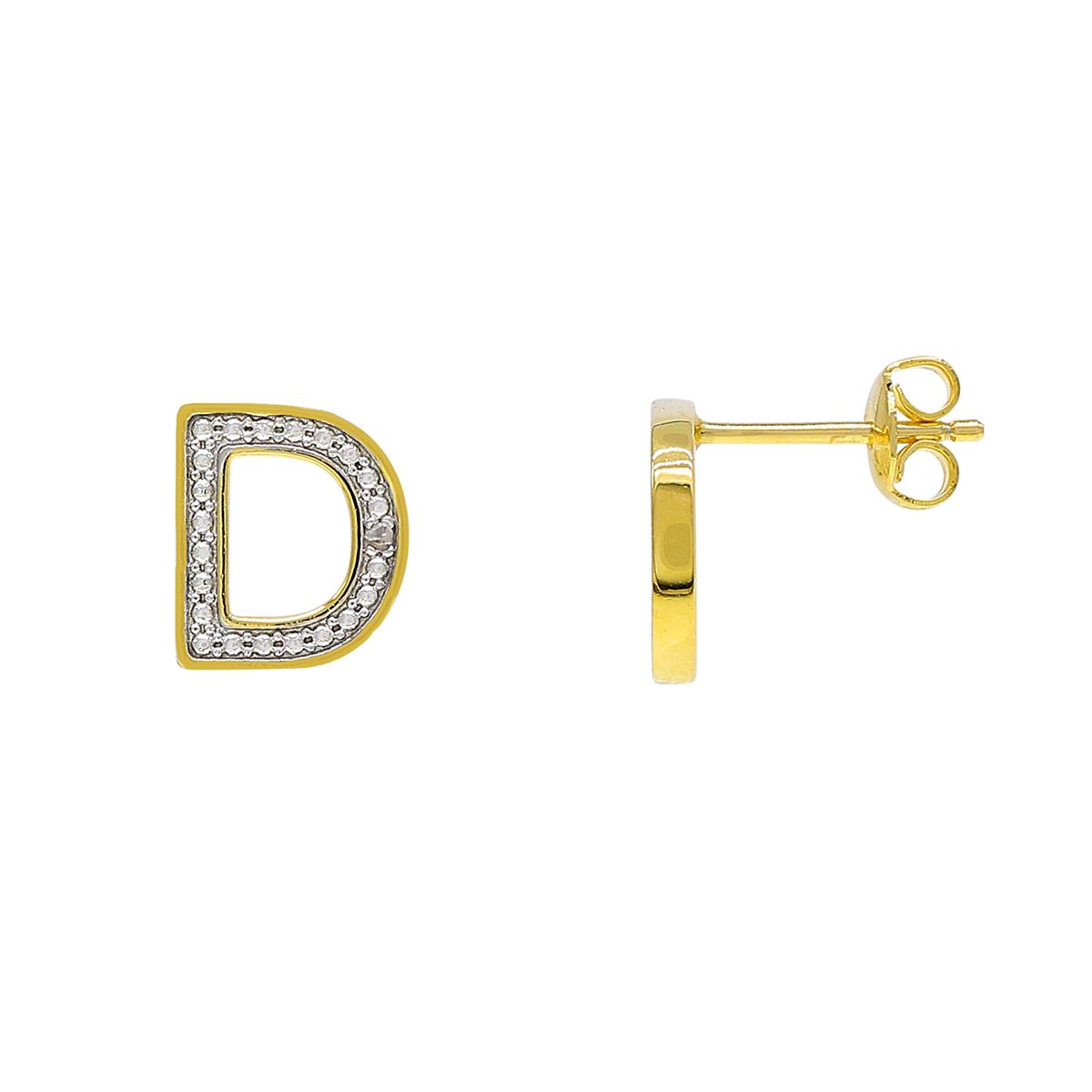 Accents by Gianni Argento Gold Diamond D Initial Stud...