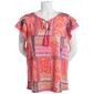 Womens Absolutely Famous Double Flutter Sleeve Patchwork Blouse - image 1