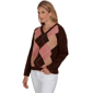 Petite Hearts of Palm Berry Fabulous V Neck Argyle Sweater - image 3