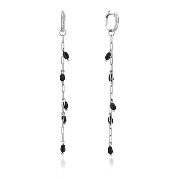 Gemminded Sterling Silver Oval Black Onyx Earrings