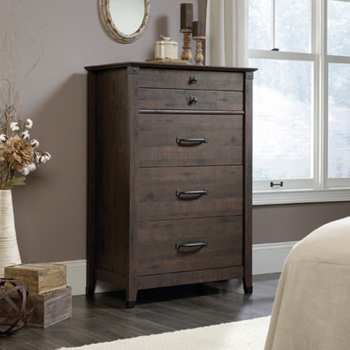 Sauder Carson Forge Four Drawer Chest - Coffee Oak