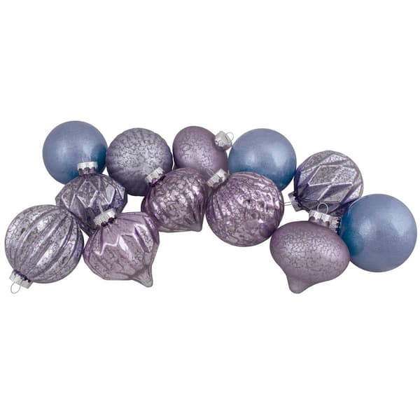 Northlight 12ct. Lavender & Blue Glass Ball Christmas Ornaments - image 