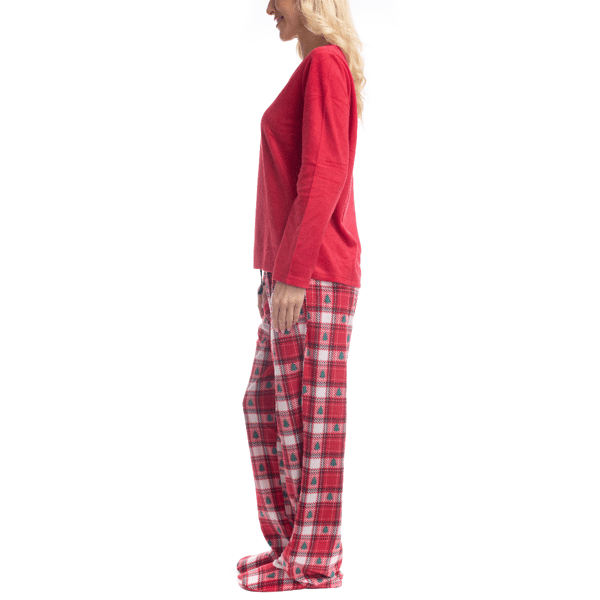 Womens Goodnight Kiss Cozy Up 3pc. Red Plaid Pajama Set